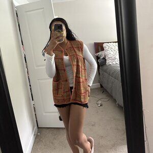 Women’s Vintage Orange Quilted Vest, Size XL